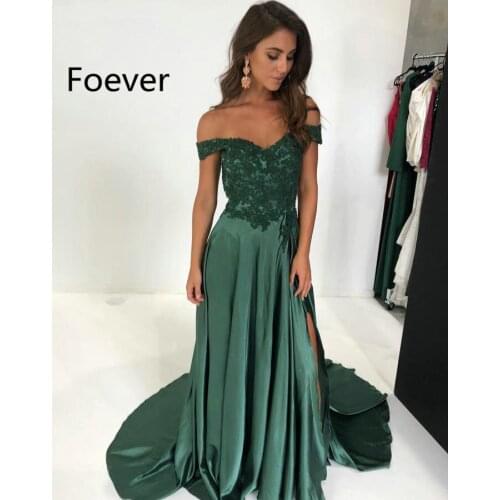 Simple Fashion Prom Dresses High Side Split A-line Long Evening Gowns Appliques Lace Formal Dress Robe De Soiree