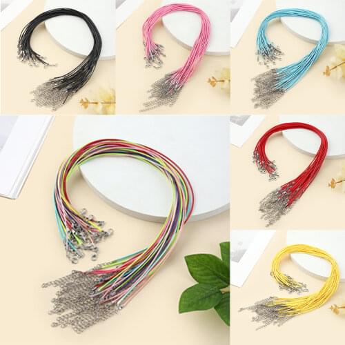 40Pcs Leather Waxed Cord Necklace Adjustable Braided Rope String Necklace Chain With Lobster Clasp DIY Jewelry Making Findings