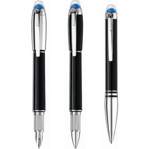 Luxury Precious Resin Ballpoint Pen Inlay Blue Translucent Best Roller Ball Fountain Pens