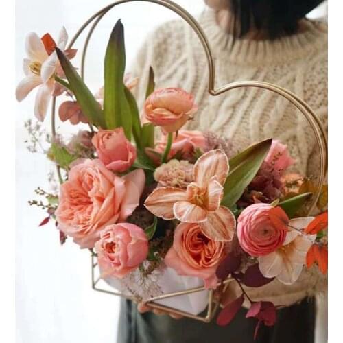 Gold love galvanized geometric hand-held flower basket crafts flower pot home decoration