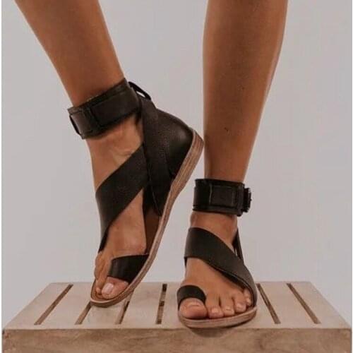 Women Buckle Strap Beach Sandals Summer Flats Casual Shoes Woman Open Toe PU Flat Fashion Sandalias Mujer Sapato Feminino 35-43