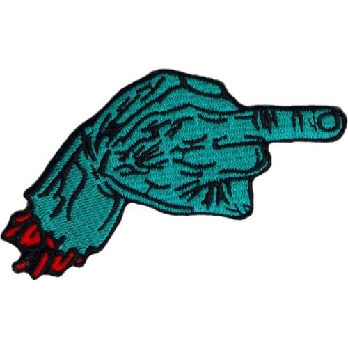 BLUE MIDDLE FINGER Patch Iron On Embroider Rider Patches Cloth Stickers Applique DIY Any Logo Ironing Stickers For Jacket Vest