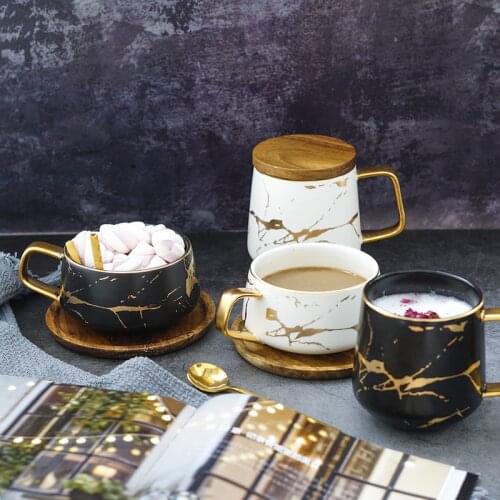 Nordic Ceramic Matte Marbling Light Luxury Coffee Mugs Porcelain Phnom Penh Teacup Creative Home Breakfast Milk Cup Drinkware
