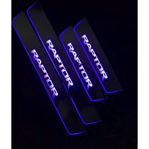 Express Delivery Led Door Sill Plate Strip Welcome Light Pathway Accessories Guard Protectors for Ford Raptor F150