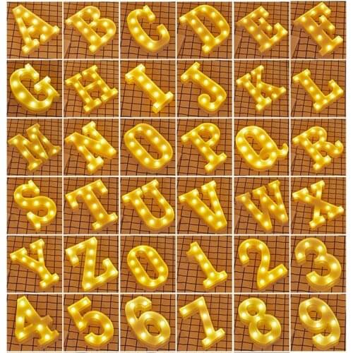 26 Letter Led Lights 3d Digital Battery Light Marquee Logo Night Light Wedding Birthday Party Decoration Home Bedroom Supply