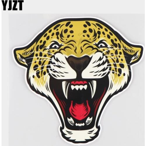 YJZT 17.5×17CM Leopard Cartoon Avatar Creative Body Decoration Scratch Occlusion Vinyl Car Sticker 21A-0202
