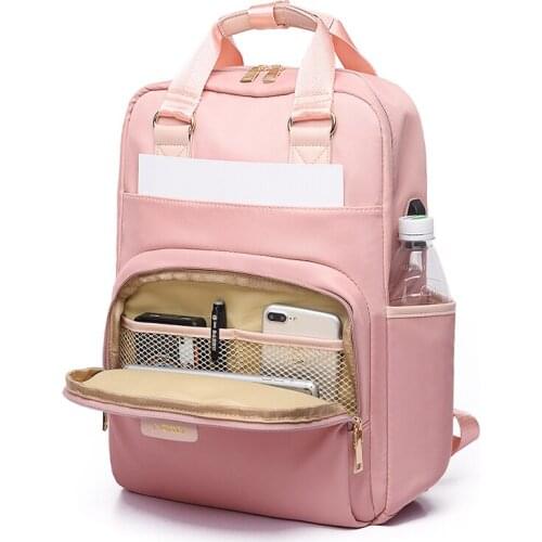 Stylish Waterproof Laptop Backpack 15.6 Women Fashion Backpack for girls Black Backpack Female large Bag 13 13.3 14 15 inch Pink