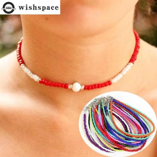 Wishspace m new Bohemian glass bead spring and summer women fashion necklace jewelry wholesale Collar