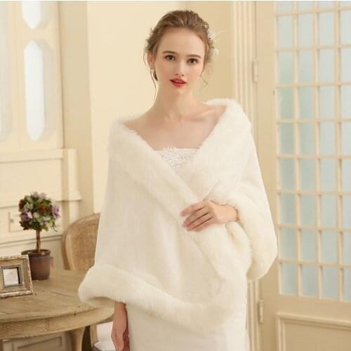 Winter Warm Women Wedding Faux Fur Scarfs Bolero Shawls Winter Bridal Jacket Bridesmaid Party Prom Cape Free Shipping