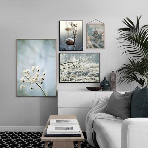 Winter Nature Landscape Snowflake Plant Flower Picture Nordic Scandinavian Poster Canvas Print Painting Home Room Decor Unframed