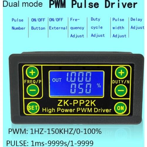ZK-PP2K PWM DC 3.3~30V 12V 24V Motor Speed Controller regulator 8A 150W Adjustable LED Dimmer Pulse Frequency Duty Ratio