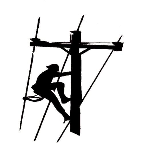 10.1cm*12.5cm Lineman Electrician Fun Car Sticker Decals Decor Black/Silver Vinyl S6-3905