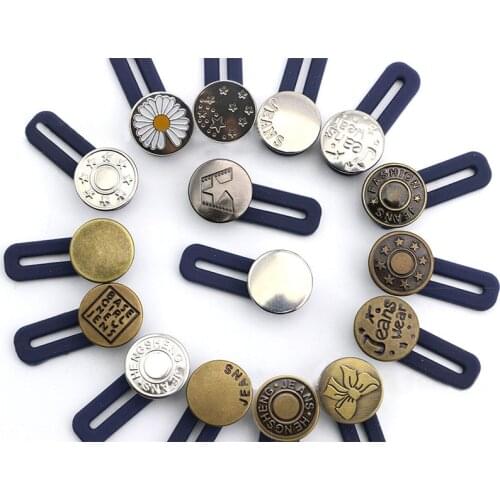 10PCS Magic Metal Button Round Extender for Pants Free Sewing Adjustable Retractable Button Waist Extenders Waistband Expander