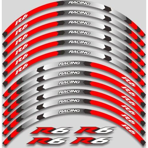 12 X Thick Edge Outer Rim Sticker Stripe Wheel Decals FIT For YAMAHA YZF R6 YZF1000 YZF-R6 yzfr6 YZFR6