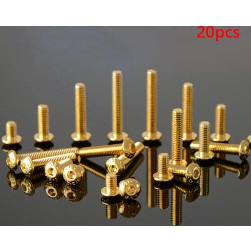 20x Round Head Socket Screw Grade 12.9 Allen Key Bolts Screws Alloy Steel Titanium Plating Gold IS07380 Metric M2 M2.5 M3 M4 M5