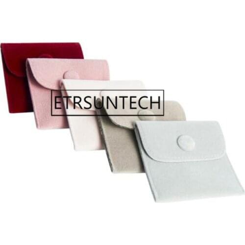 300pcs Jewelry Velvet Bags With Button Wedding Earring Gift Packing Pouches Color Flocking Cloth Jewelry Bags 7x7cm