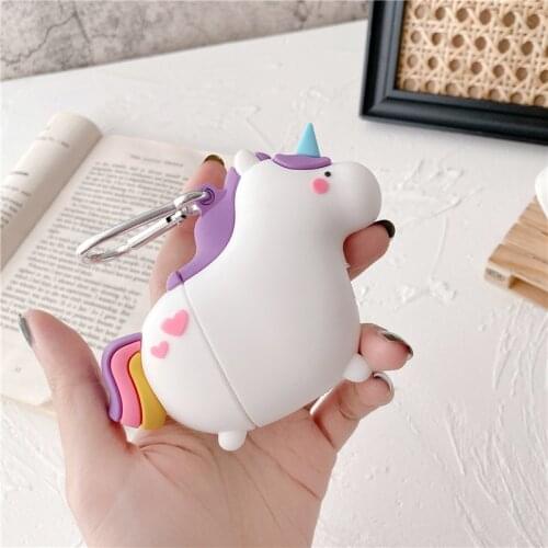 3D Cute Silicone Unicorn Earphone Protective Cover For AirPods 1/2/Pro Personalized wireless bluetooth Headset Case