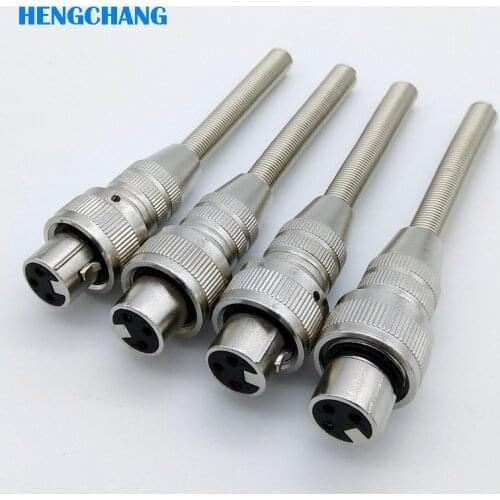 3pin female XLR connector Screw unlock XLR Microphone connector Spring protection 4pcs/lot