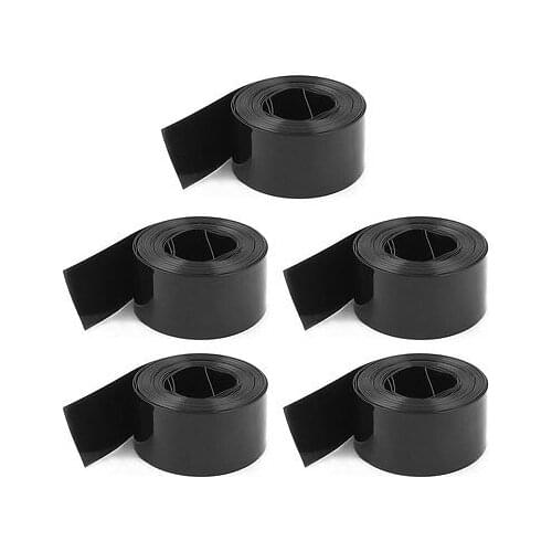 5Pcs 2Meters 17mm Width PVC Heat Shrink Wrap Tube Black for 1 x AAA Battery