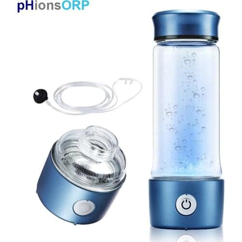 6th Inhaler Hydrogen Water Bottle Generator Glass Water Ionizer New Tech SPE Dual Chamber PEM Ionic Membrane with Breathe Tube