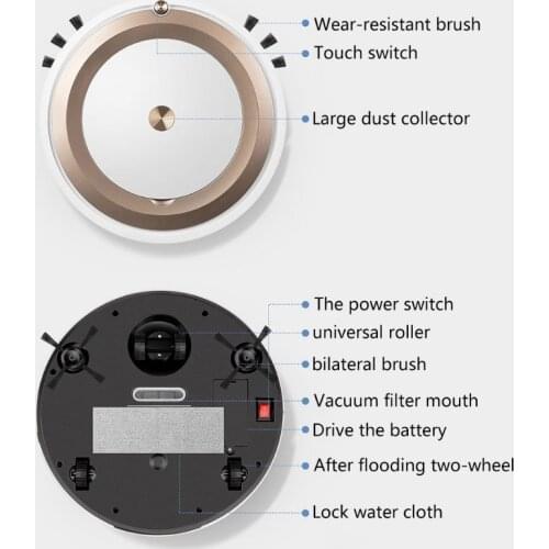 Mini Wireless Auto Robotic Vacuums With Cleaning Timer No Dead Ends Super Quiet Wet/Dry Use for All Flat Floor 19QE