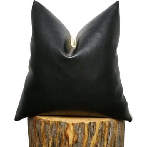 PU Leather Pillowcase Solid Color Black Brown Decorative Cushion Cover For Home Sofa Bed Car Seat Waterproof Throw Pillows Case