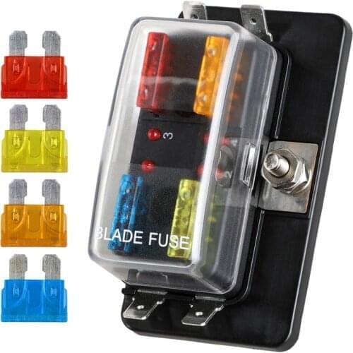 DC32V 4-Way Car Marine Waterproof Fuse Box Block Holder With LED Indicator For 12V/24V Failure Light Car Marine Auto Accessories