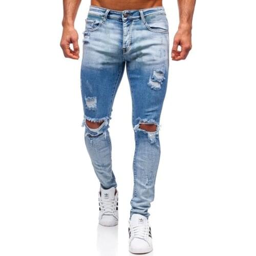 Mens Loose Jeans European Size Stylish Baggy Gym Jeans Streetwear Men Clothing 2020