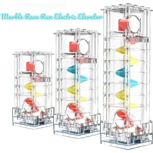 Marble Race Run Electric Elevator Height Adjustable Spiral Raise Rolling Balls Lift Motor Compatible Large Building Blocks Parts
