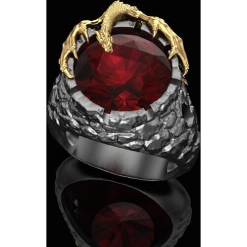 Vintage Lion Tiger Dragon Rings for Men Metal Domineering Animal Black Gothic Ring Jewelry Accessory Halloween Gift