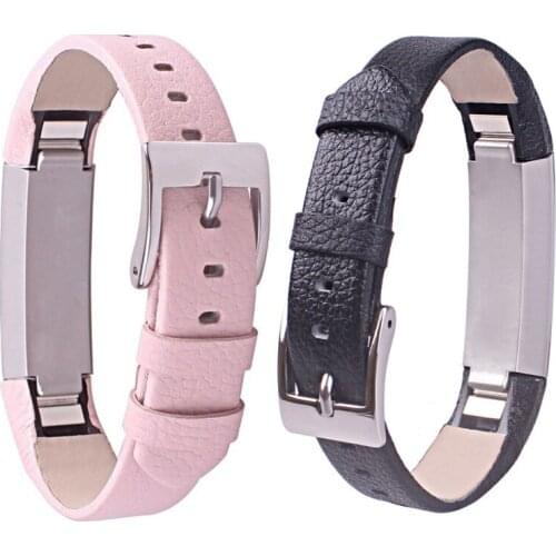 Fitbit Alta Ace Leather Bands Metal Buckle 2pcs/lot Pink and silver Genuine Leather Replacement Wrist Bands For Fitbit Alta