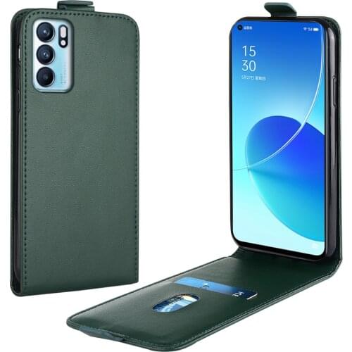 Flip Up and Down Leather Case for OPPO Reno6 Pro 5G Case PEDM00 PDEM10 Vertical Cover for Reno 6Pro 5G Case Phone Bag
