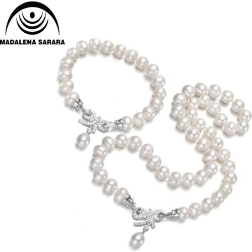 MADALENA SARARA 6-12mm AA Freshwater Pearl Round Shape Pearl Jewelry Set For Women Christmas Gift