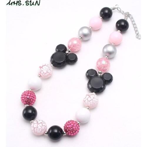 MHS.SUN Cute Design Baby Girls Chunky Beads Necklace Bubblegum Beaded Necklace Fashion Kids Child Chunky Jewelry For Party Gifts