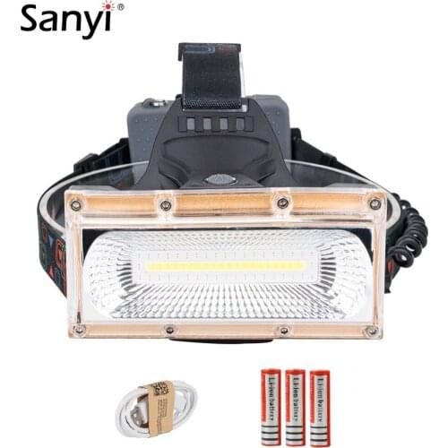 COB LED Headlamp USB Rechargeable 18650 Headlight Wide Angle Headlamp Head Torch Head Flashlight Night Fishing Outdoor Lighting