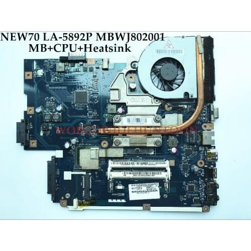 NEW70 LA-5892P MBWJ802001 replace for ACER Aspire 5551 LA-5912P Laptop Motherboard Intel HM55 I3-350M+Heatsink 100% Tested