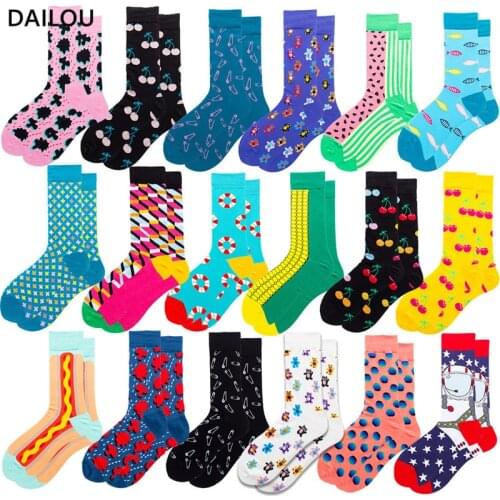 European American New Couple Socks Cartoon Harajuku Happy Funny In Tube Socks Men Fashion Trend Hip Hop Sport Cotton Socks Women