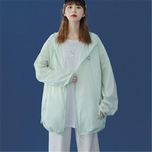 2021 Summer Fashion New Loose Large Size Hooded Long-Sleeved Ice Silk Sunscreen Clothing Female Jacket Trend H141