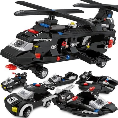 Newest 670Pcs Swat Blocks Airport Aircraft Airplane Avion Plane Building Blocks Bricks Toys for Children