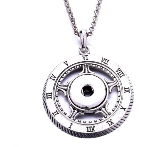 New Snap Jewelry Necklaces Rhinestone Circle Round Snap Button Necklace Fit 18mm Snap Buttons Jewelry Pendant Necklace