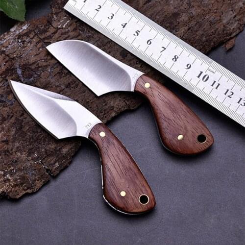 Stainless steel outdoor knife pear flower wood Straight gift knife field Mini multi-functional high hardness folding knife