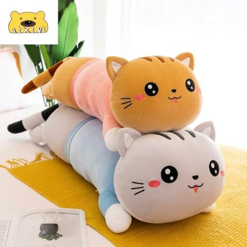 Cat Plush Toys Cute Creative Long Soft Toys Office Lunch Break Nap Sleeping Pillow Cushion Stuffed Animals Gift Doll for Kids
