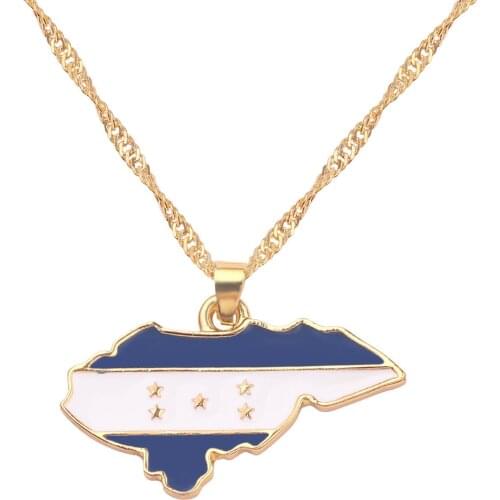 Honduras Charm National Flag Map Pendant Necklace Male Female Charm Gold Colors Chain Fashion Jewelry Chic Collar Accessories