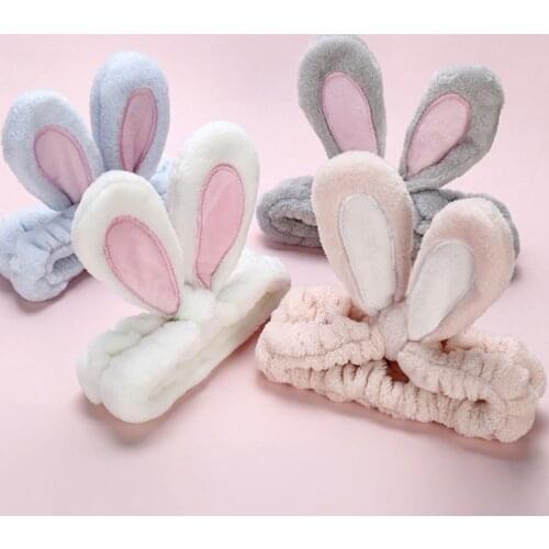 2020 New Lovely Flannel Soft Bunny Ear Make Up Headbands Women Hairbands "OMG" Rabbit ear Hair Band For Girls Hair Accessories