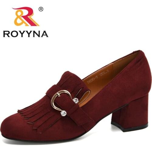 ROYYNA 2020 New Arrival Round Toe Pumps Women Dress High Heel Boat Wedding Shoes Ladies Tassels Footwear Feminimo Zapatos Mujer