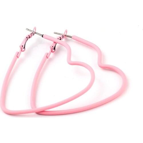 50mm Hot Sale Trendy Multicolor Big Heart Stud Earrings For Women Men Punk Stud Earrings Fashion Jewelry Gifts Accessories