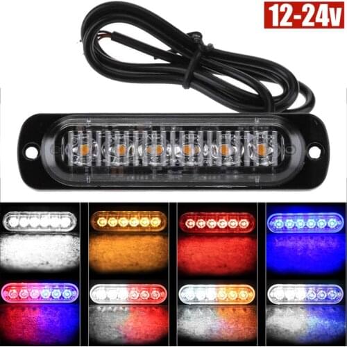 Ultra-Thin 6 LED Emergency Light For Car Warning Flashing Firemen Police Emergency Light Ambulance Police Strobe LED 12/24V