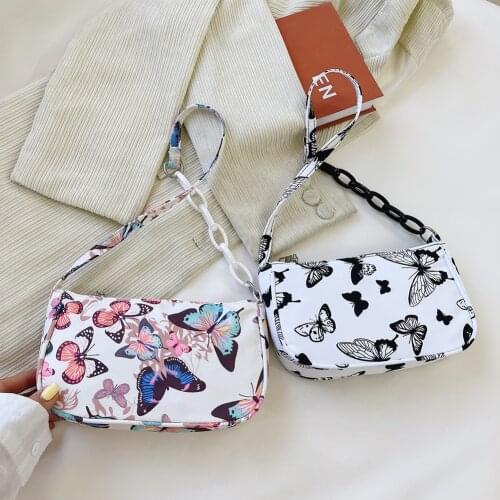 2021 Retro Women Butterfly Leopard Zebra Cow Print Nylon Shoulder Bag Casual Underarm Bags Women Designer Handbag