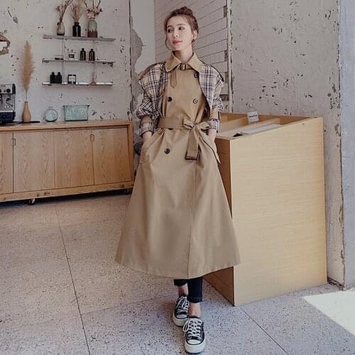 2021 Women Trench Coat Spring Autumn Mid-length New Loose Casual Elegant British Drape Overknee Female Coat F010