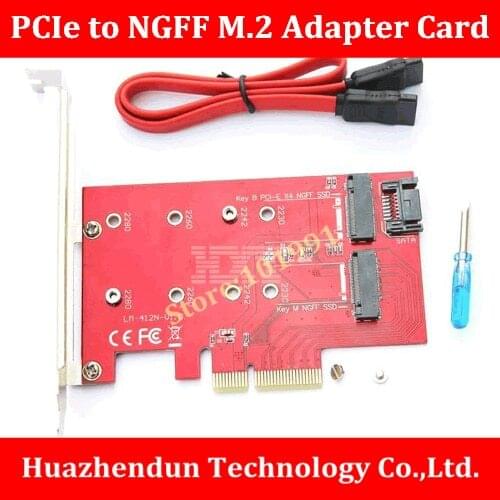 10PCS/LOT High Quality 100% NEW BRAND PCI-E X4 to NGFF(M.2)SSD Adapter Card with Cable and Screwdriver M.2 Expansion Card